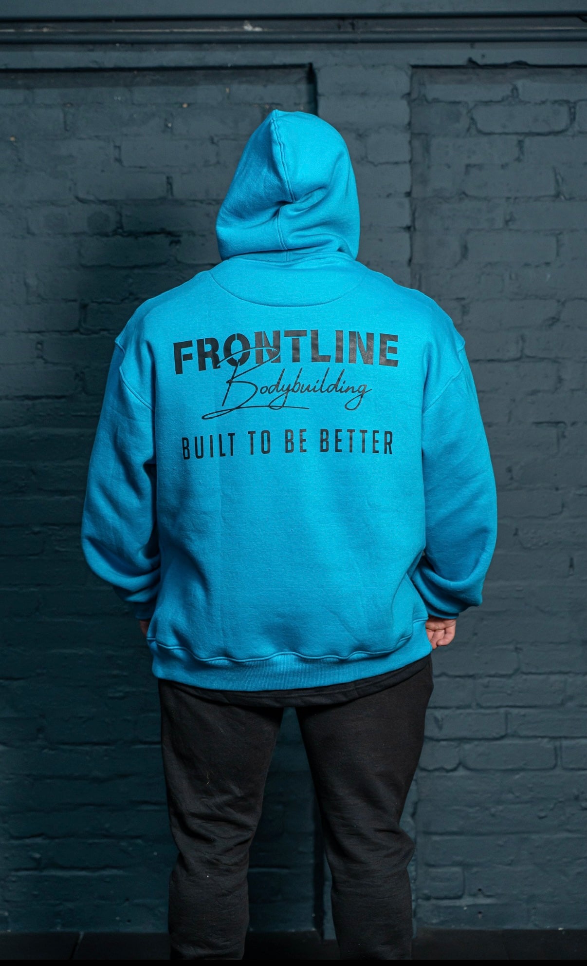 Built To Be Better Hoodie Black on Electric Blue