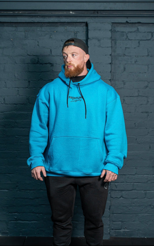 Built To Be Better Hoodie Black on Electric Blue