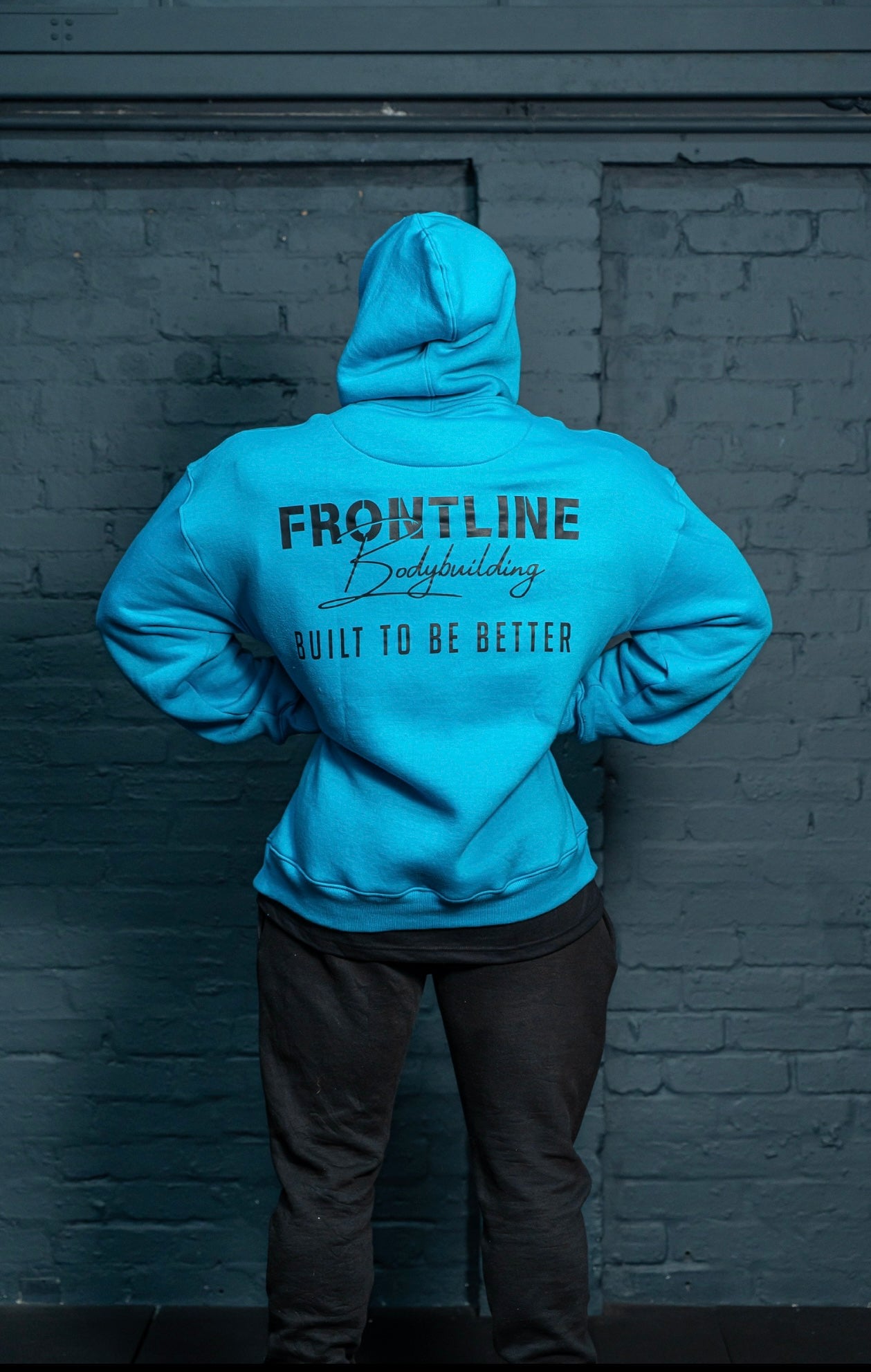 Built To Be Better Hoodie Black on Electric Blue